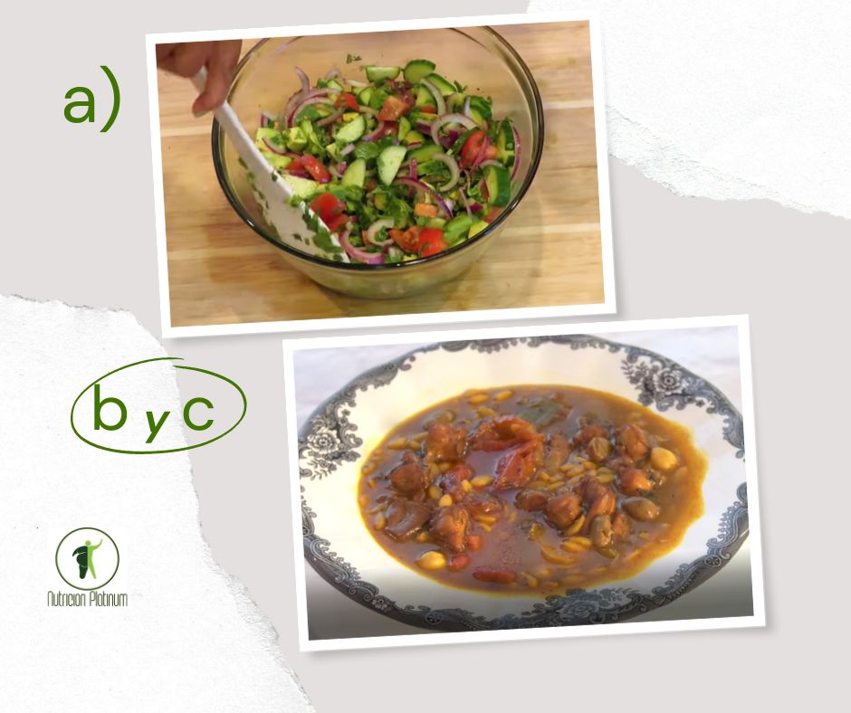 Ensalada de aguacate y pepino con Gurullos con pulpo.